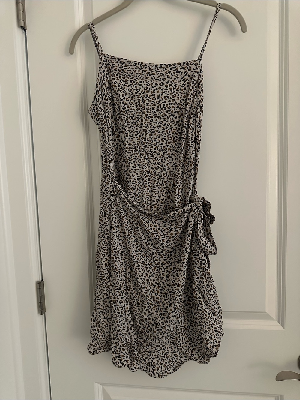 Abercrombie & Fitch Beige and Black Leopard Midi Slip Dress